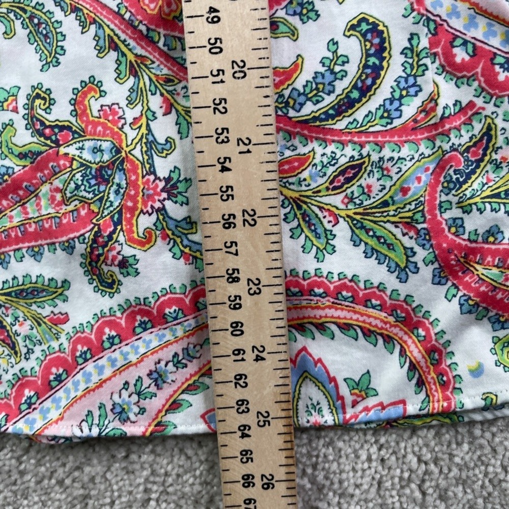 Chaps Top Womens Large White Pink Paisley No Iron Button Up 3/4 Sleeve Blouse - Picture 9 of 11